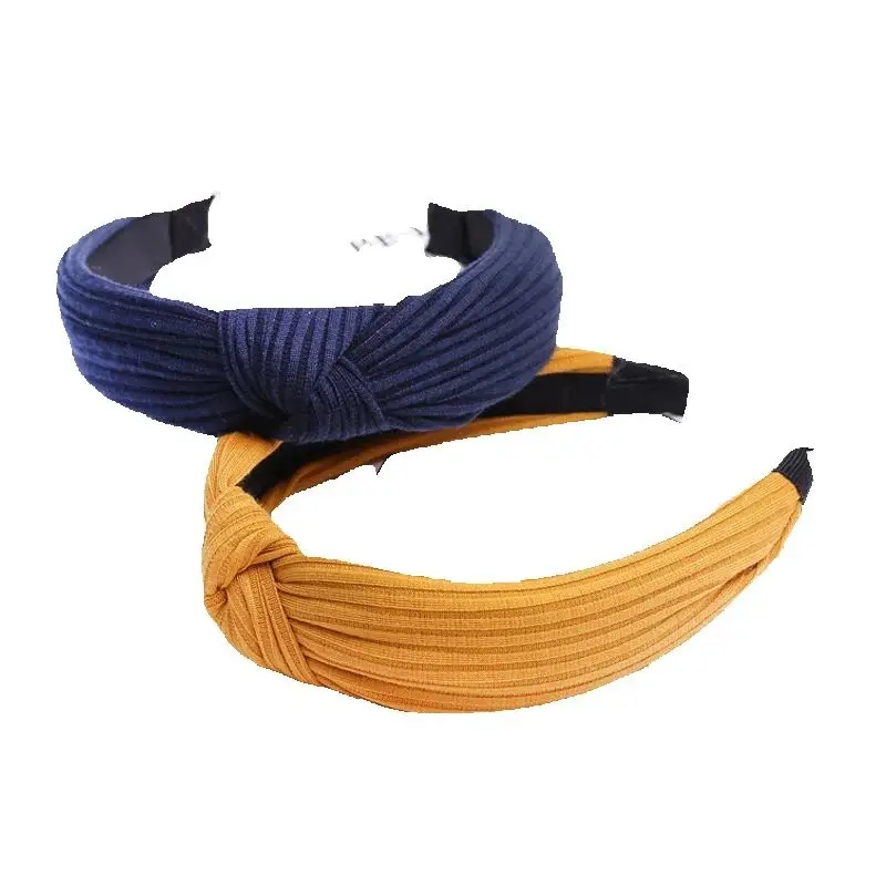 

Women's Headbands Solid Color Cotton Wide Cross-tied Hair Hoops Fabric Knotted Head Band Daily Decorative Hair Bands for Girls