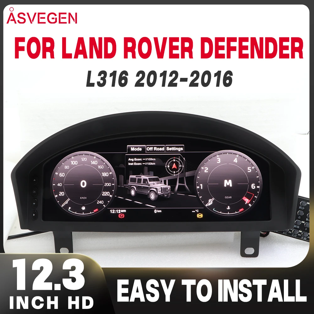 

12.3" Digital Cluster for Land Rover Defender L316 2012-2016 LCD Dashboard Retrofit Speedometer Virtual Cockpit HD Gauge Display