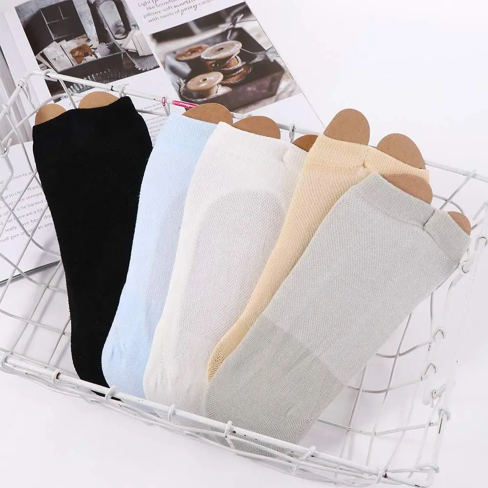 Comfortable Soft Simple Candy Color Mesh Short Socks Women Toe Socks Fish Mouth Socks Cotton Hosiery Two-finger Socks
