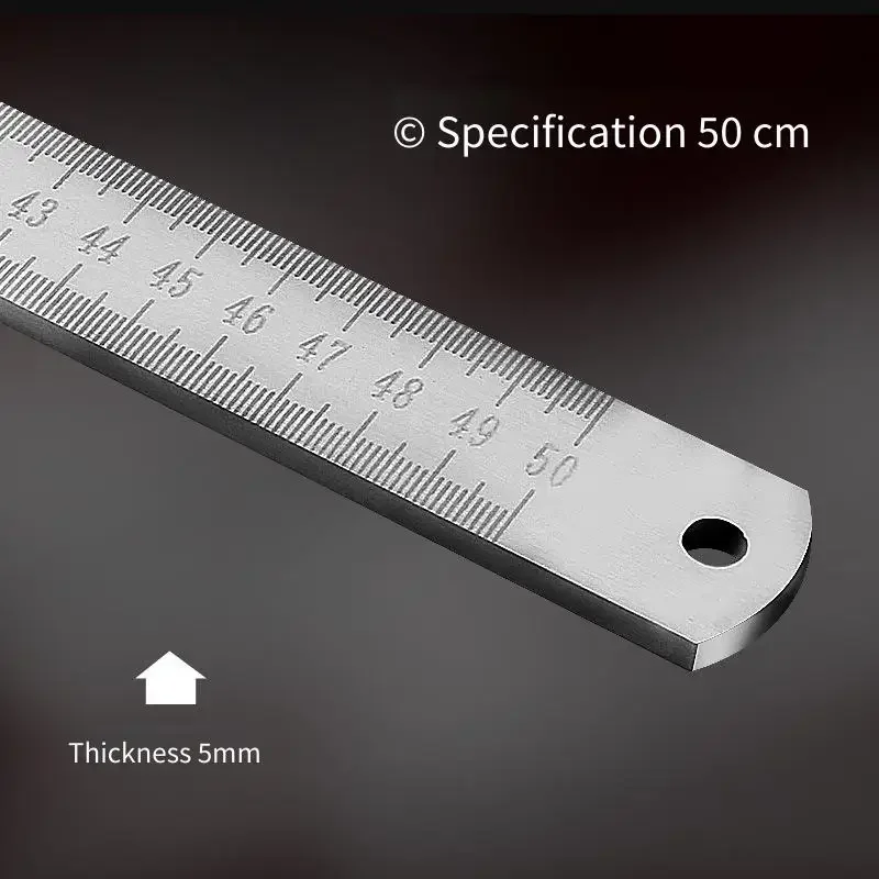 Doppelfunktions-Edelstahllineal - 50cm / 20 Zoll Professionelles Messwerkzeug & Notfall-Fensterbrecher als Lebensretter