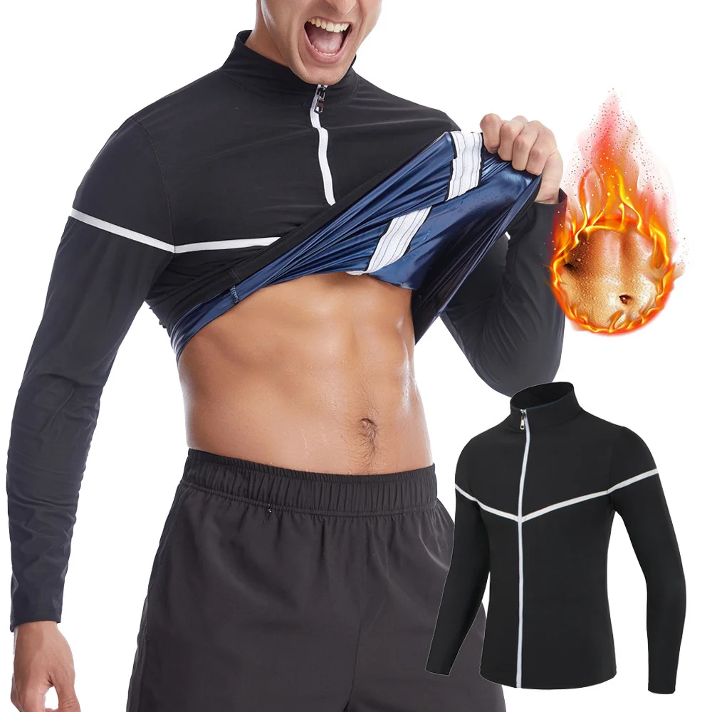 

Мужской костюм для сауны для похудения, сауна, формирователь тела, тренировочная куртка с длинными рукавами, спортивные костюмы для похудения