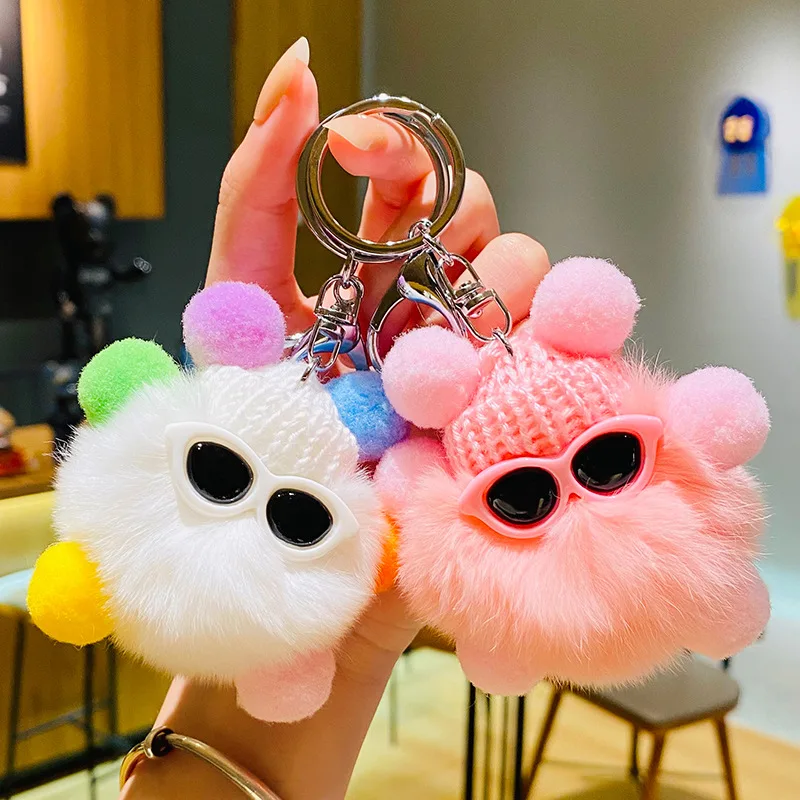 New Cartoon Glasses Small Briquet Plush Toys Funny Creative Plush Keychain Dolls Stuffed Pendant Kids Christmas Birthday Gifts