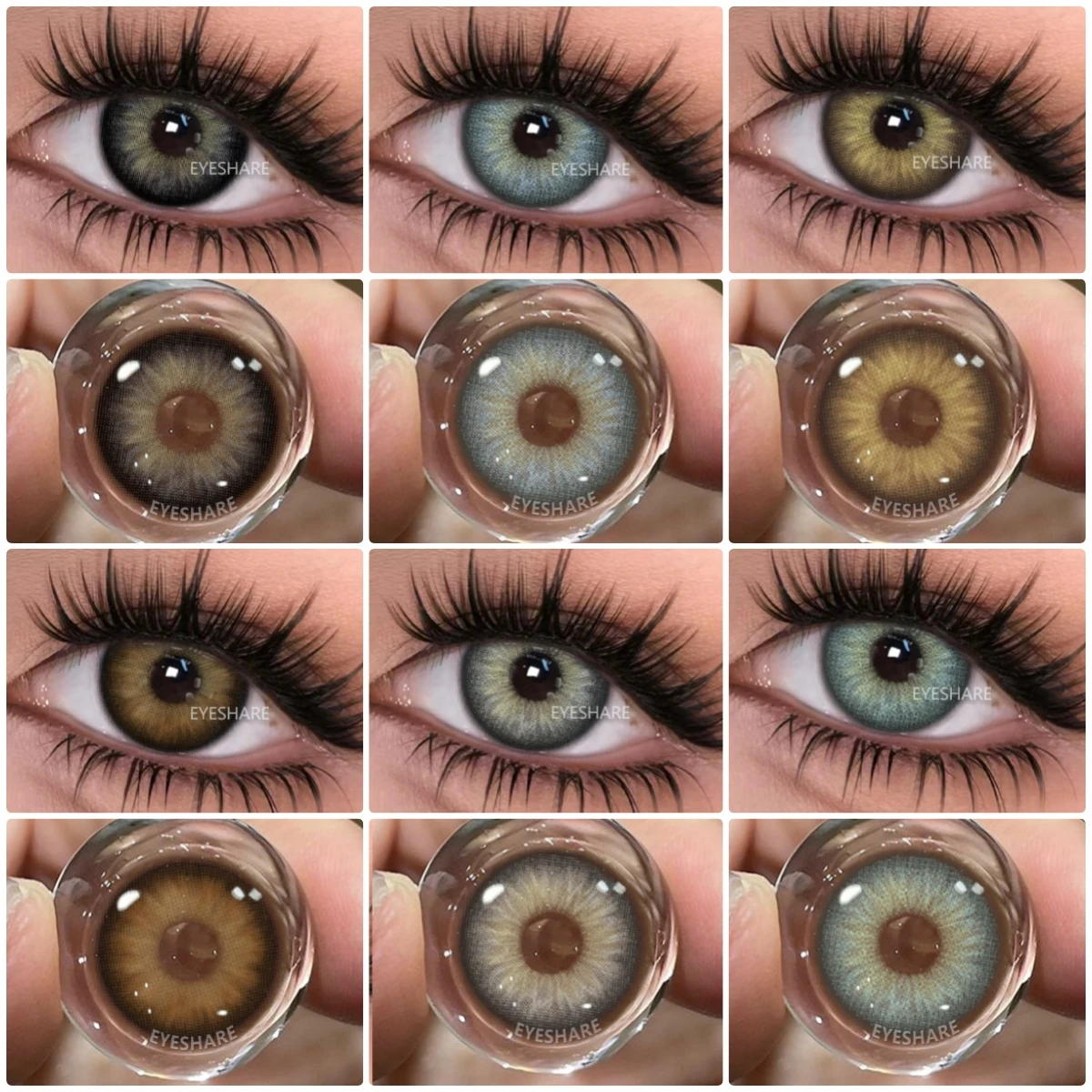 EYESHARE 1pair Colored Contact Lenses for Eyes Natural Brown Contact Blue Eyes Lenses Gray Contacts