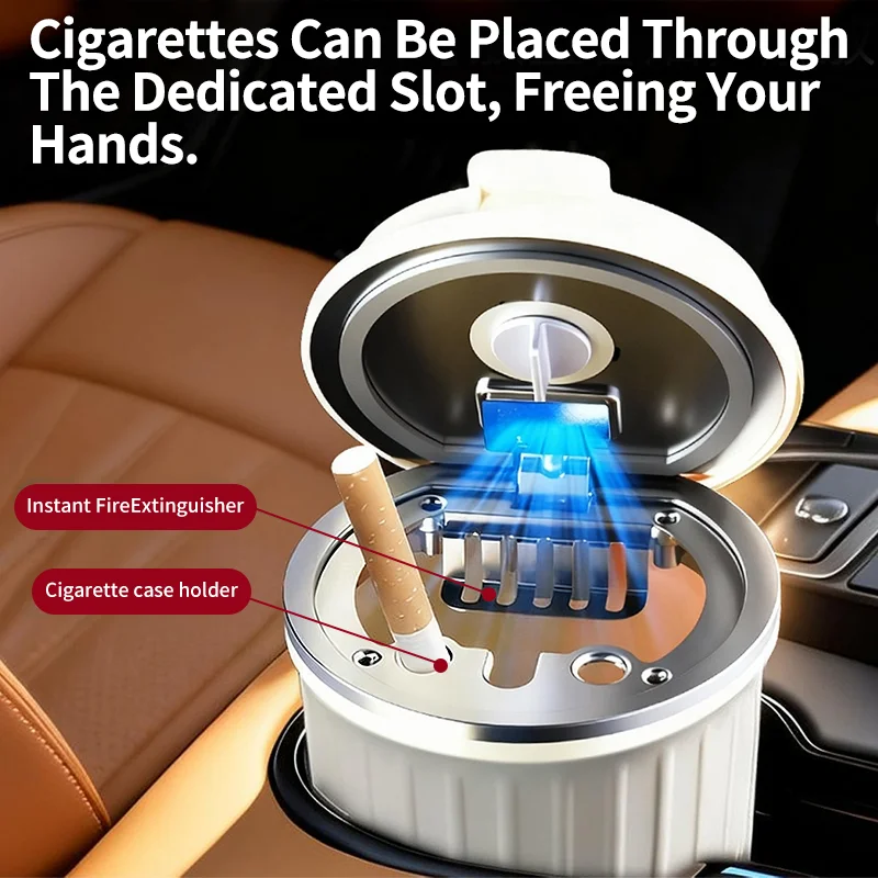 Car LED Ashtray Retardant Ash Holder Cigarette Box Ash Case Accessories For Skoda Octavia Rapid Kodiaq Karoq Fabia Kamiq Superb 2
