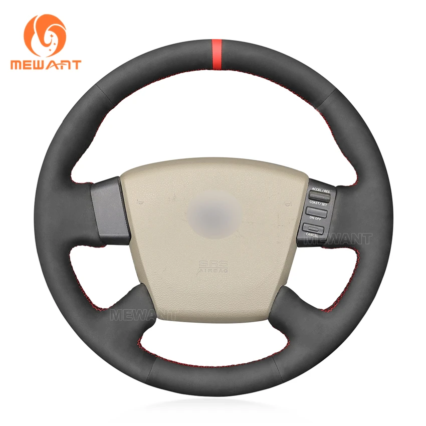 

MEWANT Black Suede Genuine Leather Car Steering Wheel Cover for Nissan Teana Cefiro Renault Samsung SM5 2003 2004-2007 2008