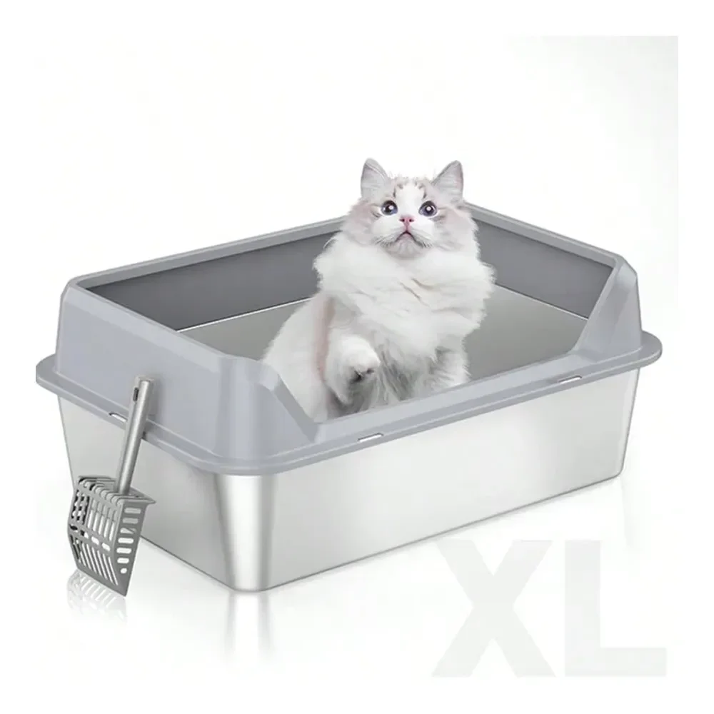 

Cat Litter Box Litter Box Cat AccessoriesSteel Cat Litter Box, Large Metal Trash Bin For Cats And Rabbits, Never Absorbing Odors