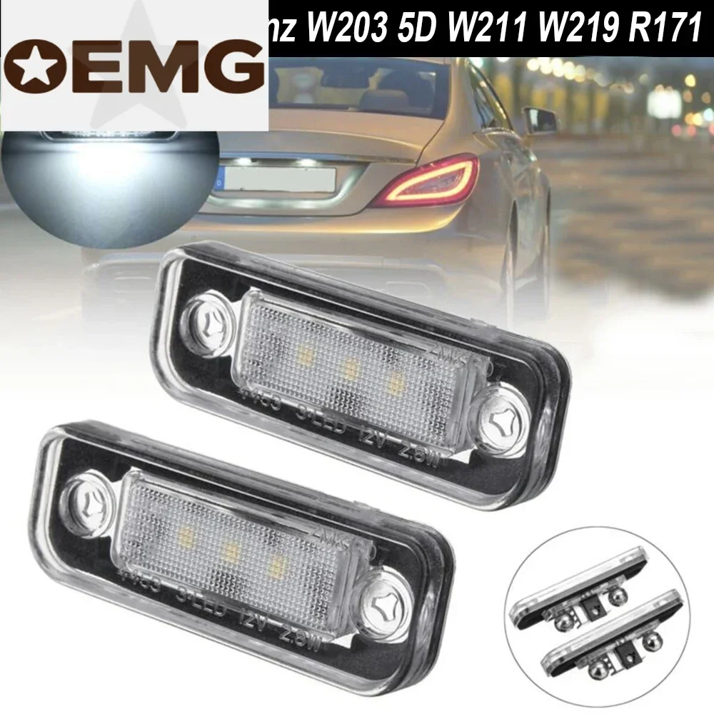 

2pcs Car LED License Plate Light Lamp Canbus For Mercedes-Benz C/E Class CLS SLK W203 5D W211 W219 R171 Car Accessories