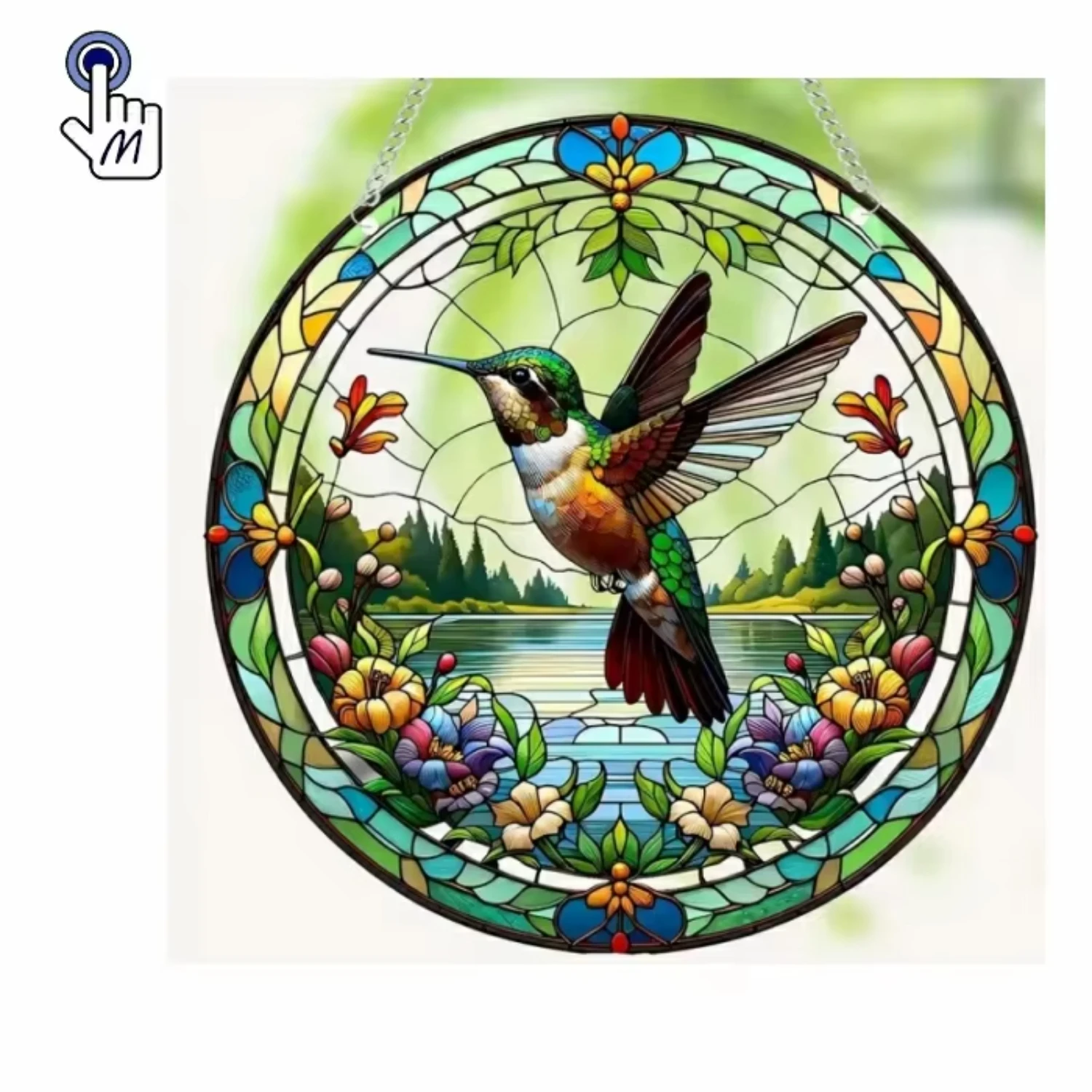 1pcs Hummingbird Kingfisher acrylic disk pendant Vintage souvenir Window Wall Decoration Garden party Halloween decoration