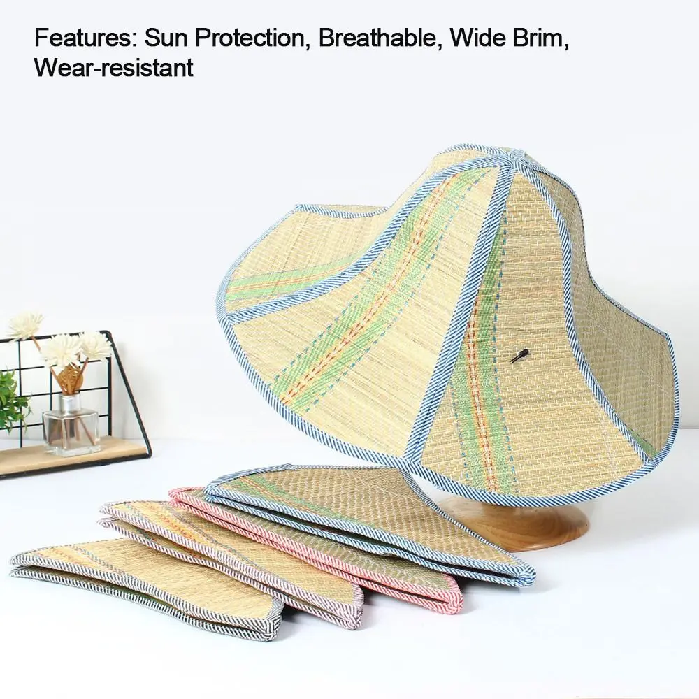 Portable Spring Summer Anti-UV Wide Brim Big Visors Beach Cap Straw Hat Fisherman Cap Sun Hat