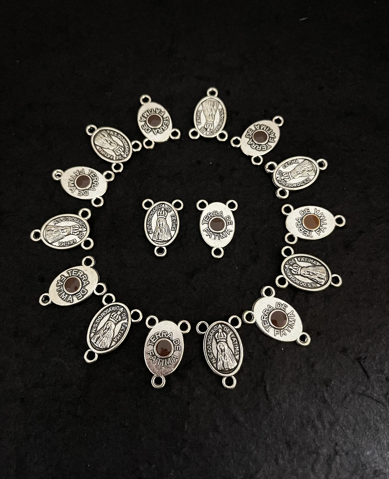 10Pcs Catholic Our Lady of Fatima Rosary Center N. Sra. Aparecid Centerpieces Rosary Center Part Connectors Accessories