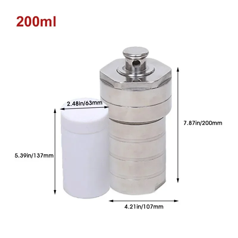 200ml 高圧水熱ケトル、リアクター、PTFE ライニング、ステンレス鋼タンクチャンバー、水熱合成