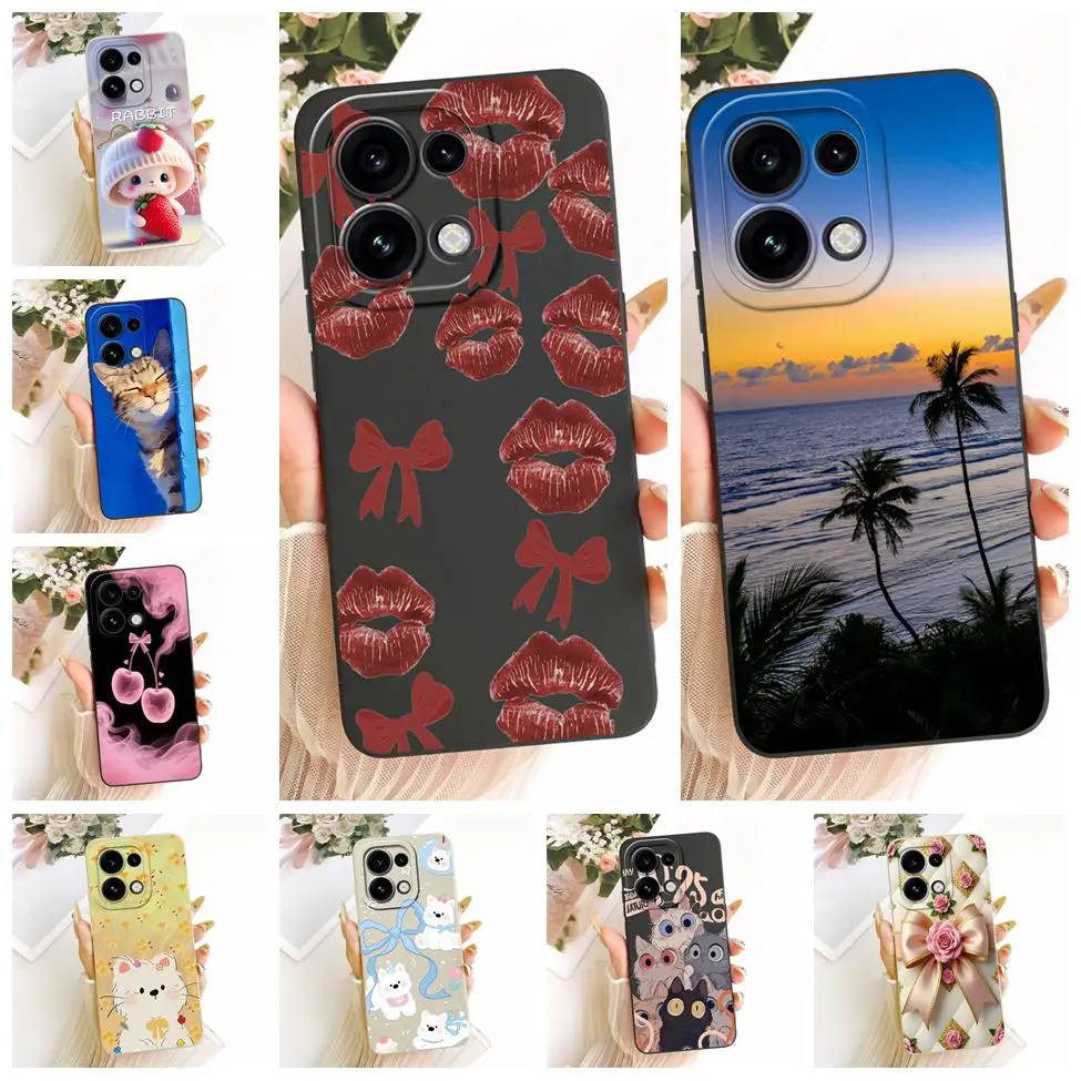 For Oppo Reno 16F 16FS 5G CPH2859 Casing For Oppo Reno16 F 5G Case Silicone Aesthetic Cute Cartoon Luxury Flowers Funny Painted