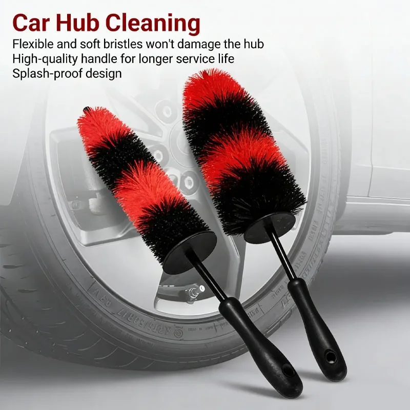 Multi-functional car cleaning brush, interior seat deep cleaning wash rod three-piece set steel wheel hub cleaning tool