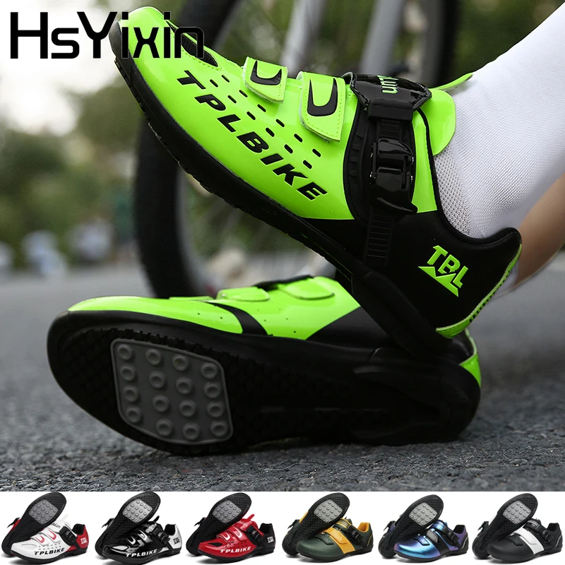 

HsYixin Mtb Road Flat Bike Sneakers Men Women's Non-slip Flat Slip-on Bike Shoes Rubber Flat Riding Training Shoes