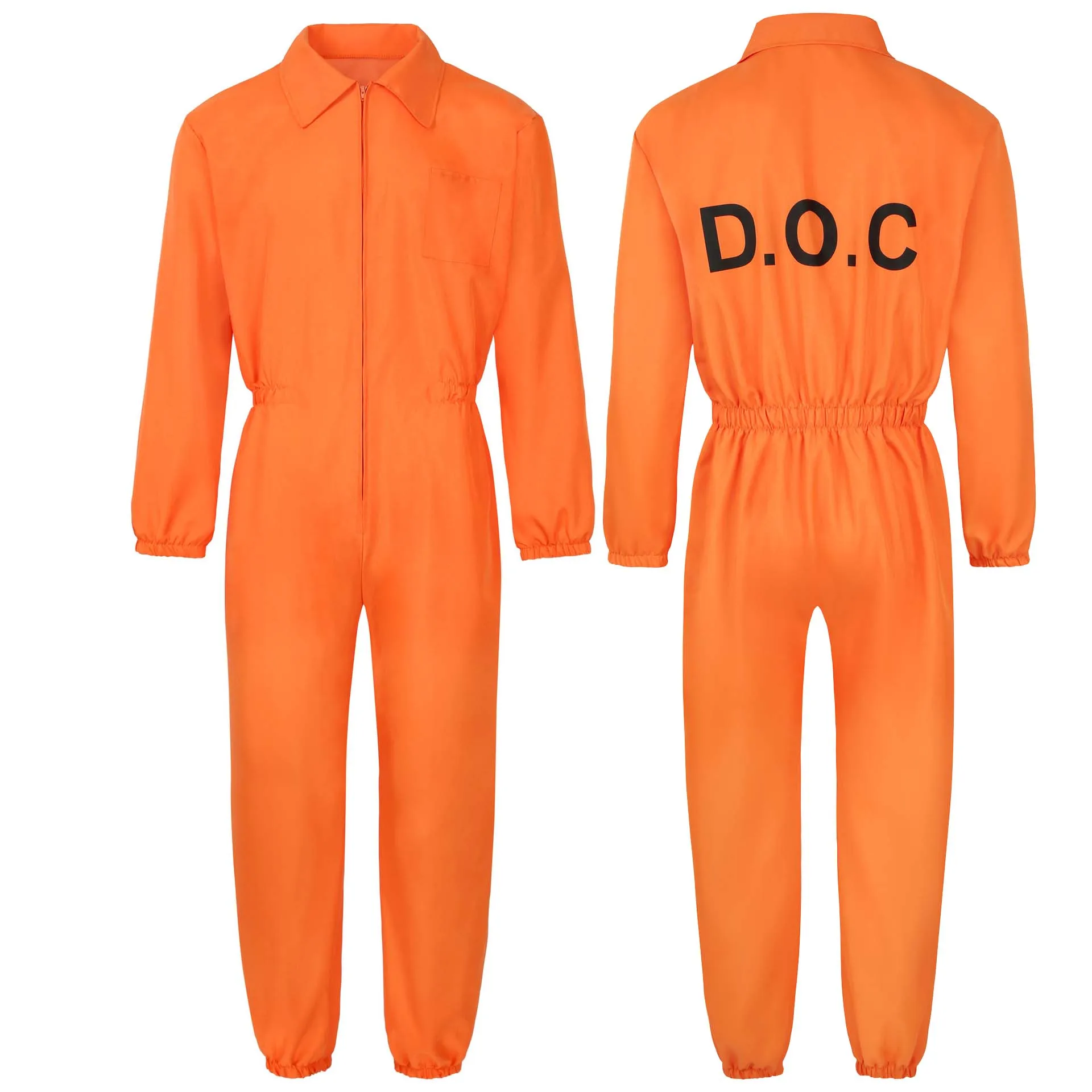 زي سجين الهالوين بذلة برتقالية للرجال البالغين #3