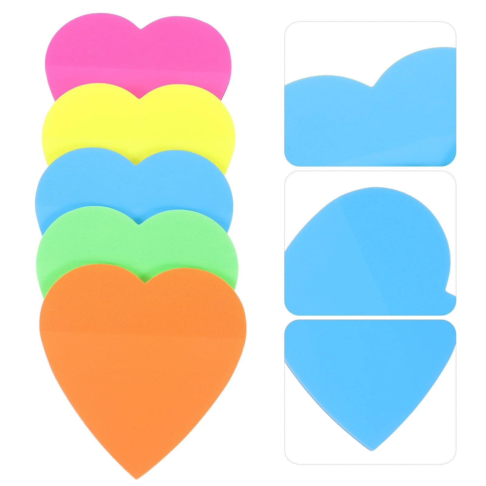 

5 Books Fluorescent Heart Shaped Self-Adhesive Memo Pads Colorful Note Pads for School Office Tabs Stickers for Books