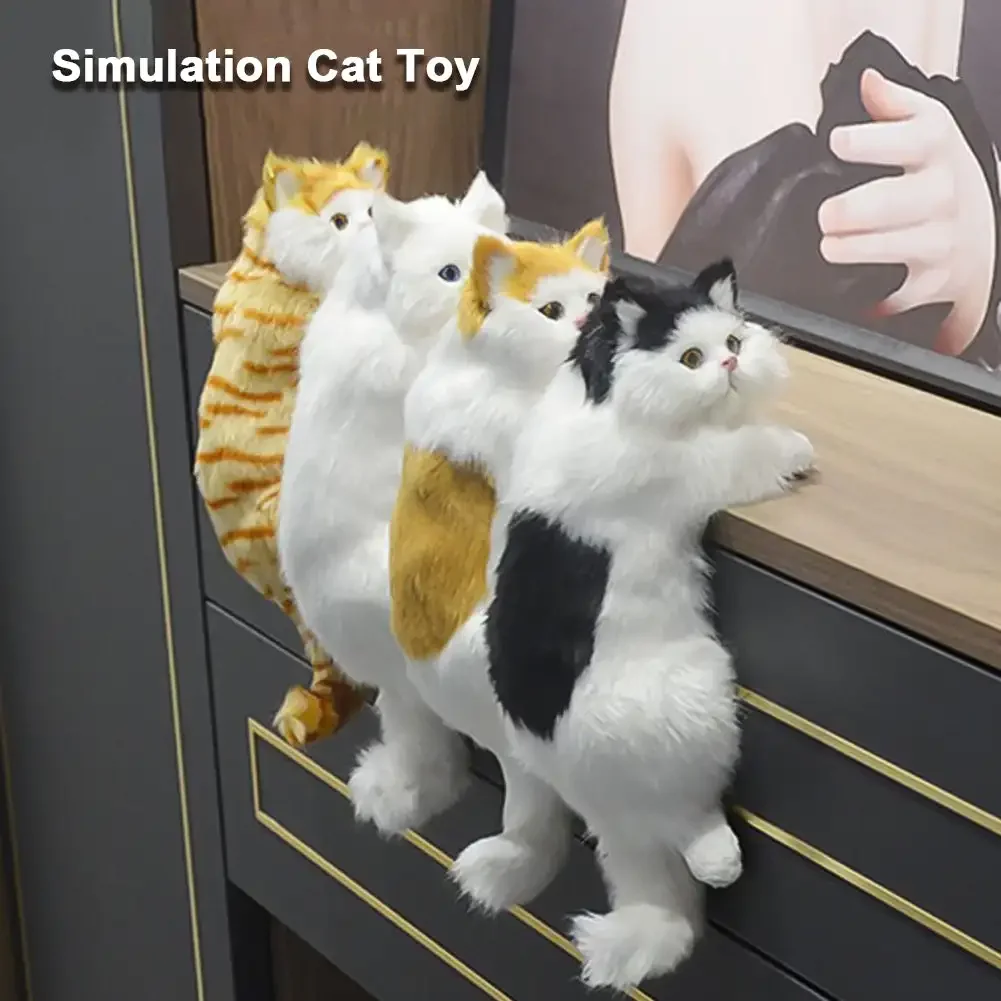 Simulation Mini Cat Toys Cute Plush Cats Children Birthday Gifts Creative Imitation Cat Ornaments Home Decorations Supplies