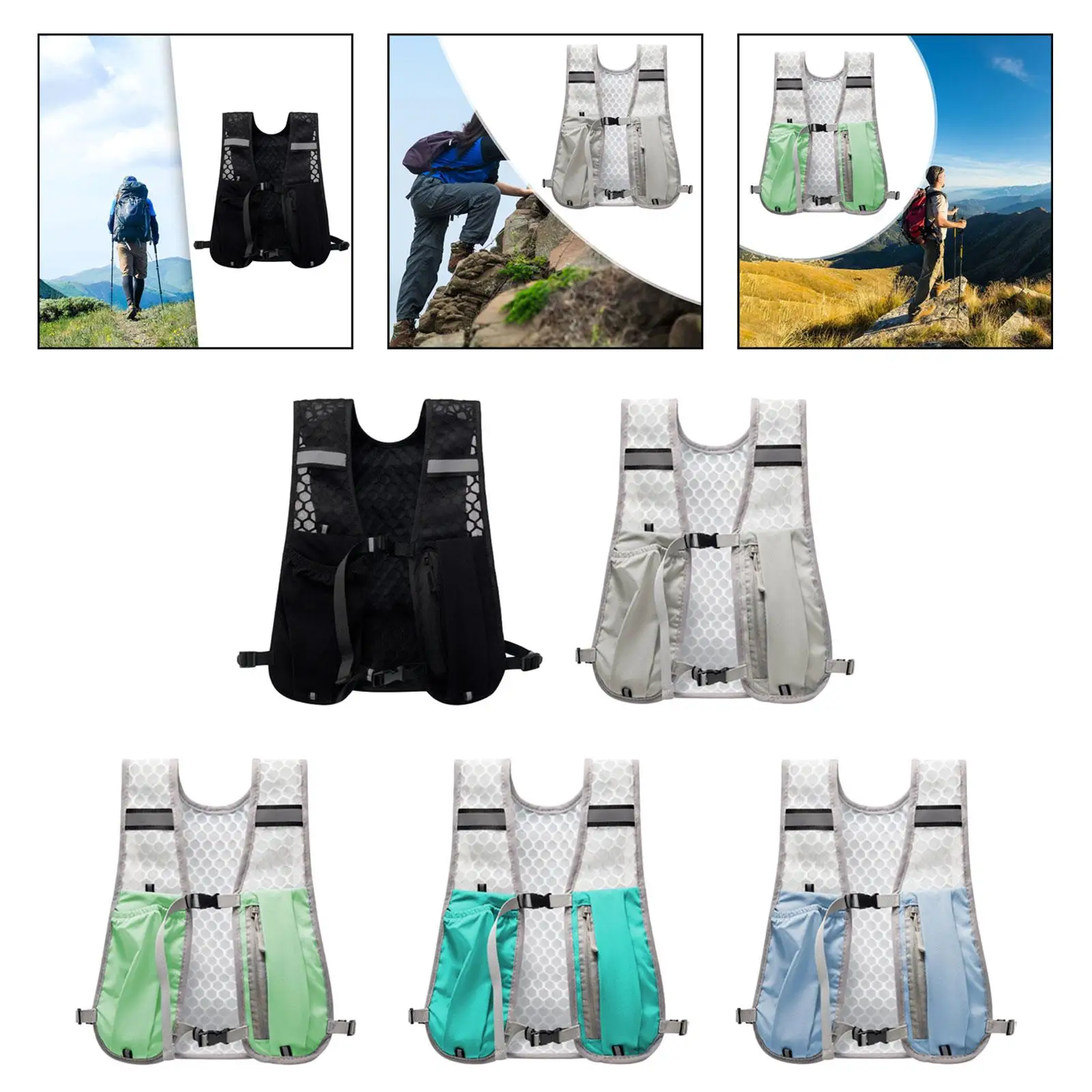 

Hydration Vest Pack Adjustable Reflective Running Backpack Breathable Daypack for Marathoner Trail Running and Cycling