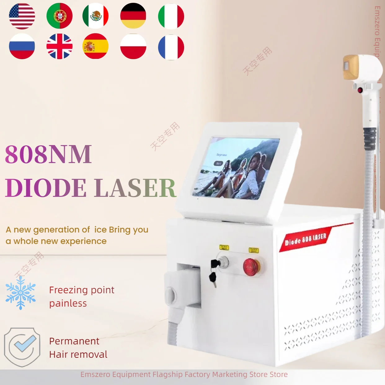 3000W Diode Laser New 755 808 1064 3 Wavelength Selection Permanent Hair Removal Device Series Shows Best Painless