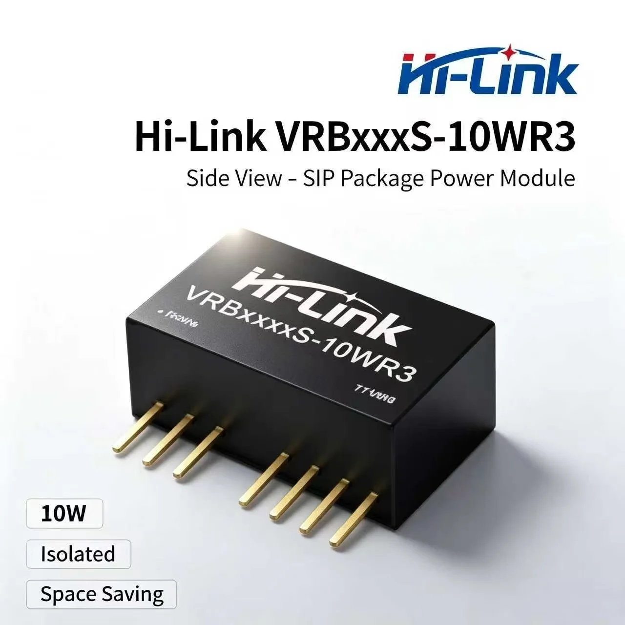 VRB12XXS-10WR3 Hi-Link 10W Regulated DC-DC Isolated Converter 9-18V 2:1 Wide Input SIP 1500VDC Isolation RoHS Power Supply
