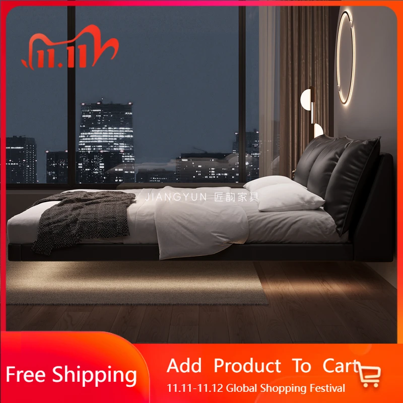 

Aesthetic Sleeping Massage Bed Nordic Bedroom Queen Double Children Modern Bed Safe Leather European Beliche Lounge Furniture