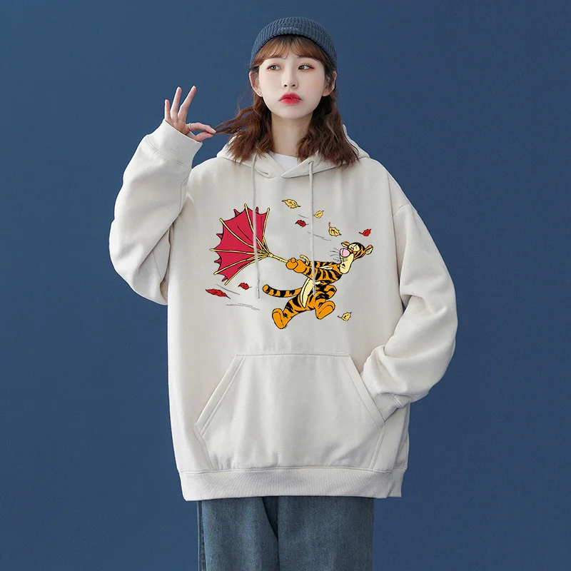 Disney The Pooh Tigger fashion hoodie long-sleeved Hoodie Spring and autumn loose casual sports street lovers the same hoodie