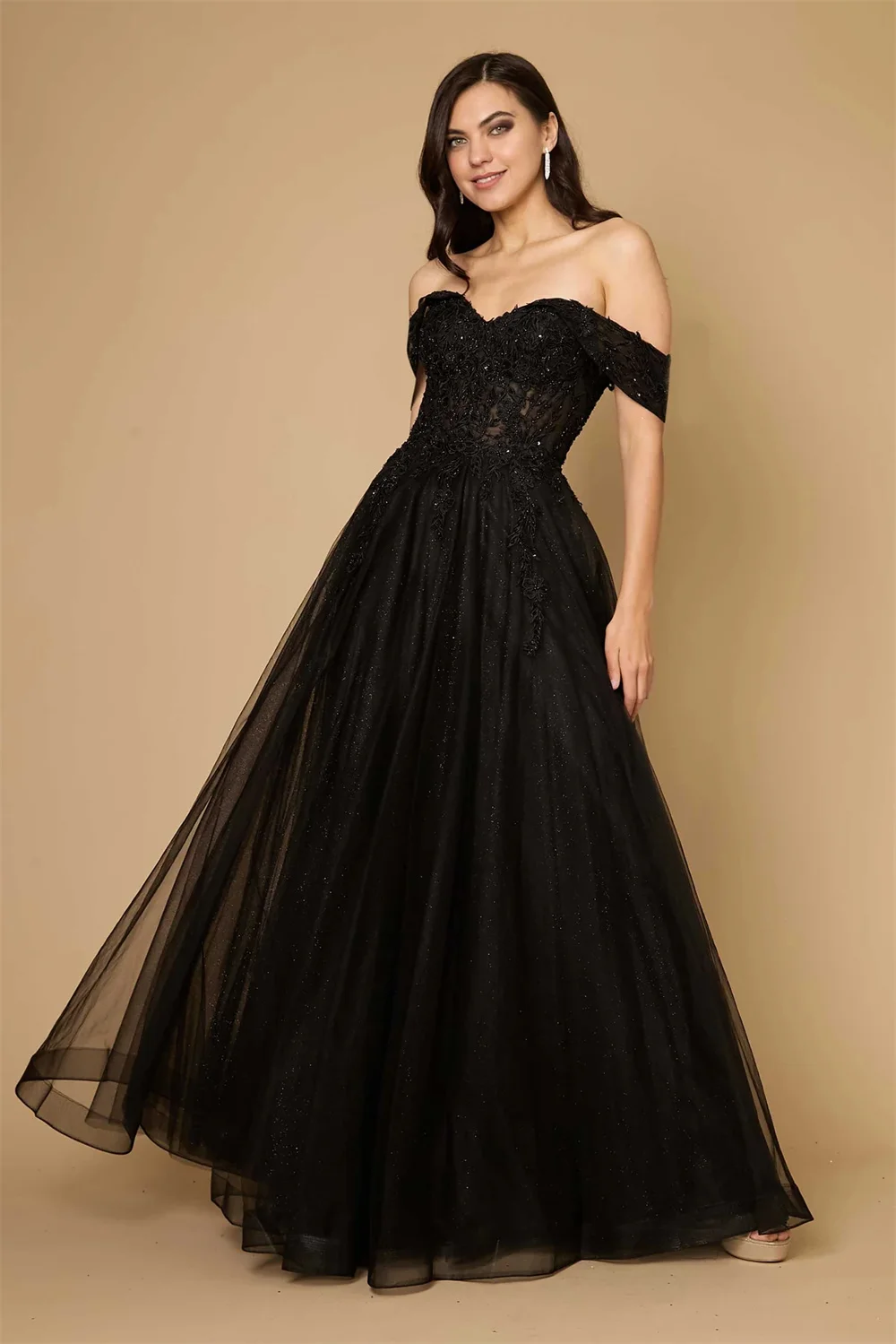 Annie Flash Rede Elegant Wedding Dress Lace Embroidered Tulle Prom Dresses A-line Off-shoulder فساتين سهرة Vestidos De Fiesta