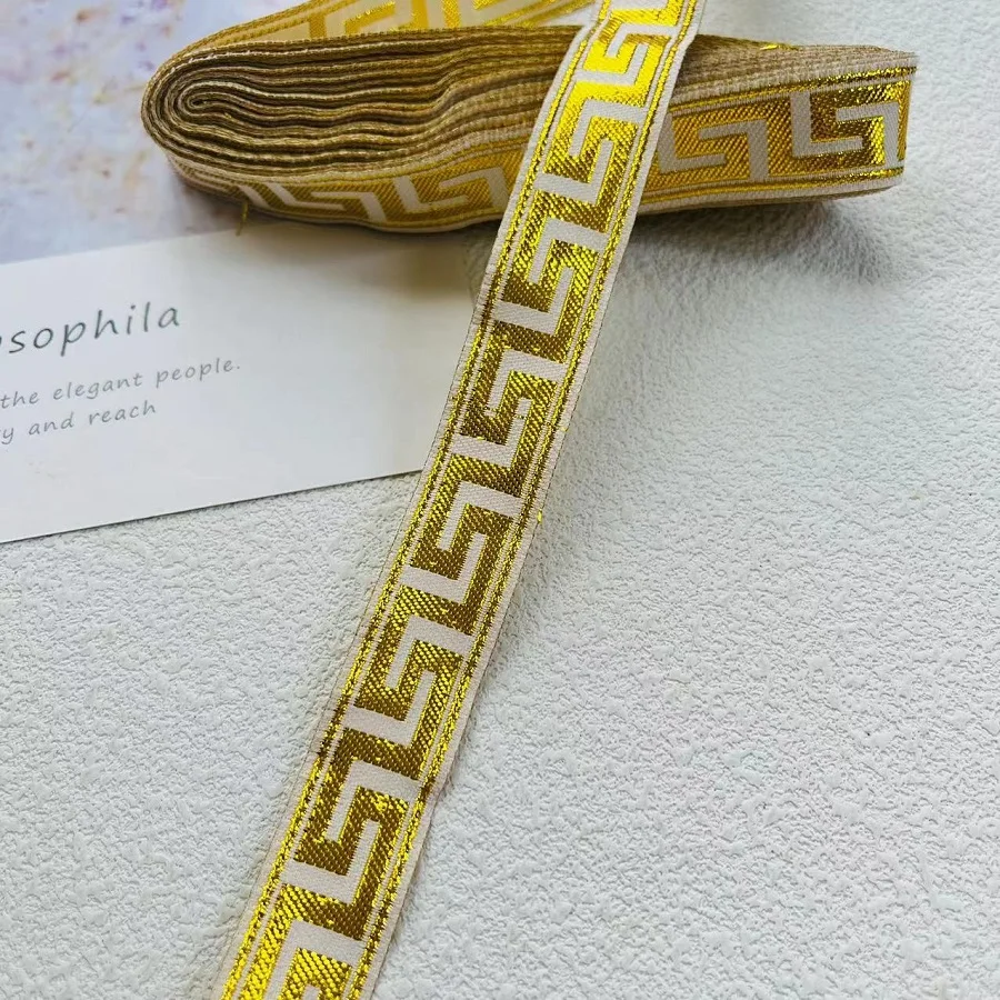 7 M/Lot Wide 1-2 cm Woven Jacquard Ribbon Geometric Design For Curtain And Garment accessories  ZH-5815