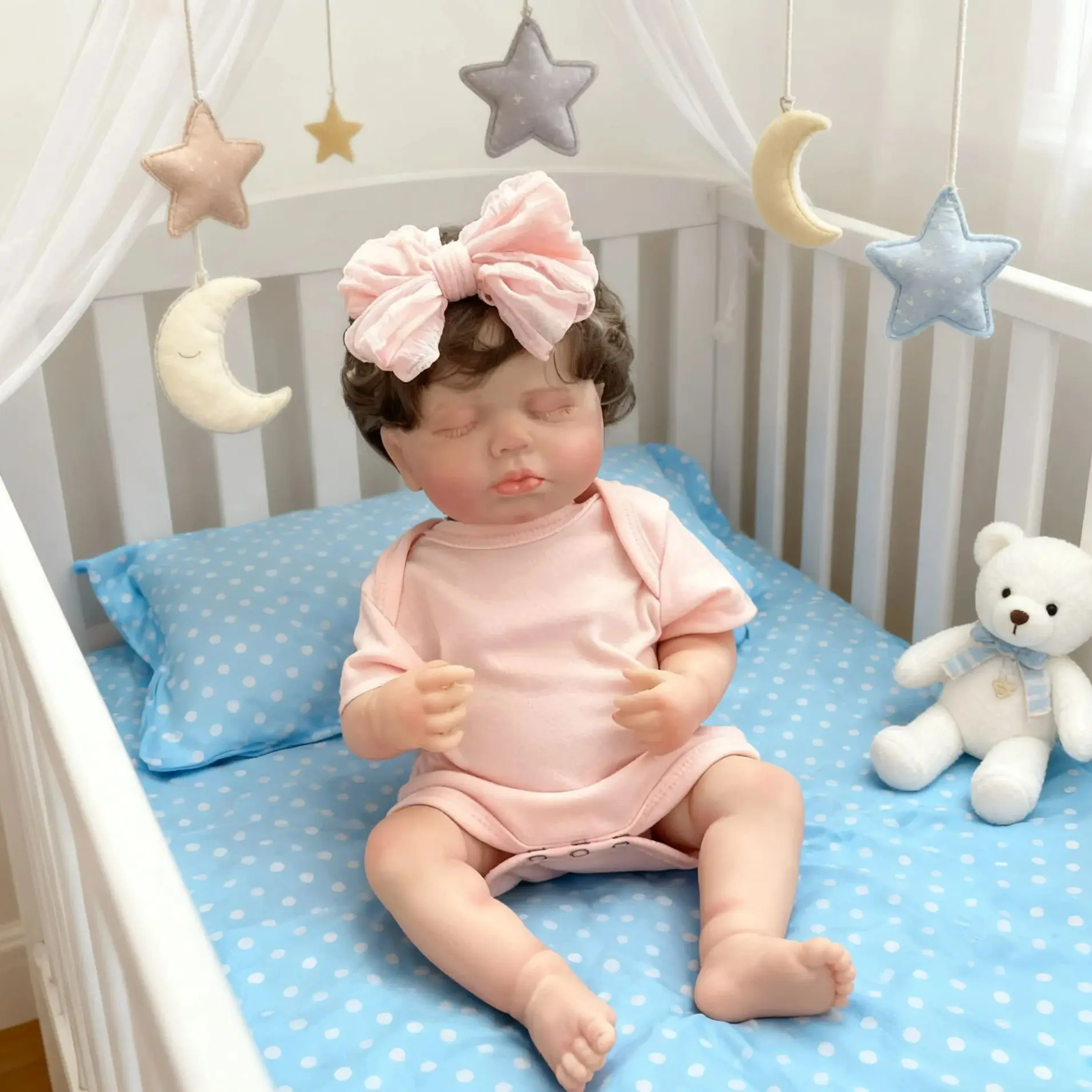 

19inch Full Vinyl Girl Body Reborn Sleeping Loulou Lifelike Art Doll