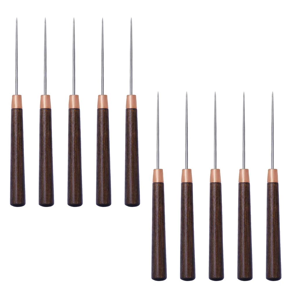 10 Pcs Spikes for Crafts Wooden Handle Awl Tool Sewing Machine DIY Awls Restorer