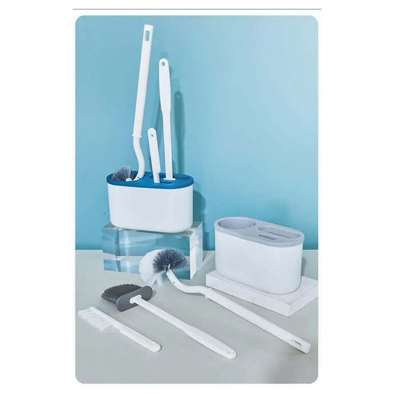 FLYY-3-in-1 Weiße Toilettenbürste mit Silikon-Wandhalterung, TPRS-Nylonbürste für detaillierte Reinigung, Fugenreiniger für WC und Bad – Detail 4