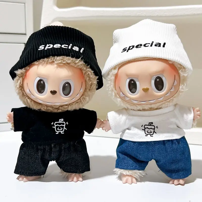 Labubu Puppenkleidung, spezieller Hut, Gräser, Labubu I II, Idol-Puppen, 15/17 cm, Plüschpuppenkleidung, sitzendes Party-Zubehör, DIY-Geschenke