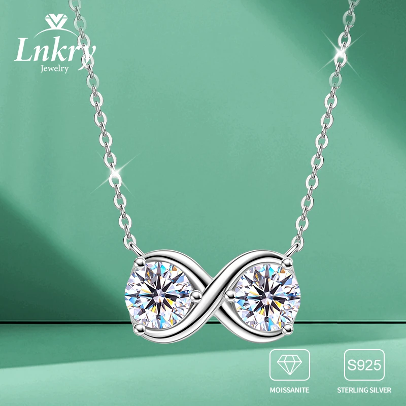 

Lnkry изысканный воротник Plata стерлингового серебра 925 пробы 6,5 мм два камня муассанит кулон ожерелье для женщин 2025 трендовые ювелирные изделия подарок