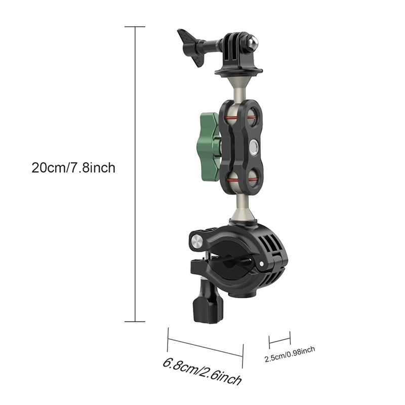 A003 دراجة نارية دراجة قوس مزدوج الكرة رئيس الذراع السحري ل Gopro 12 عمل كاميرا استبدال الملحقات