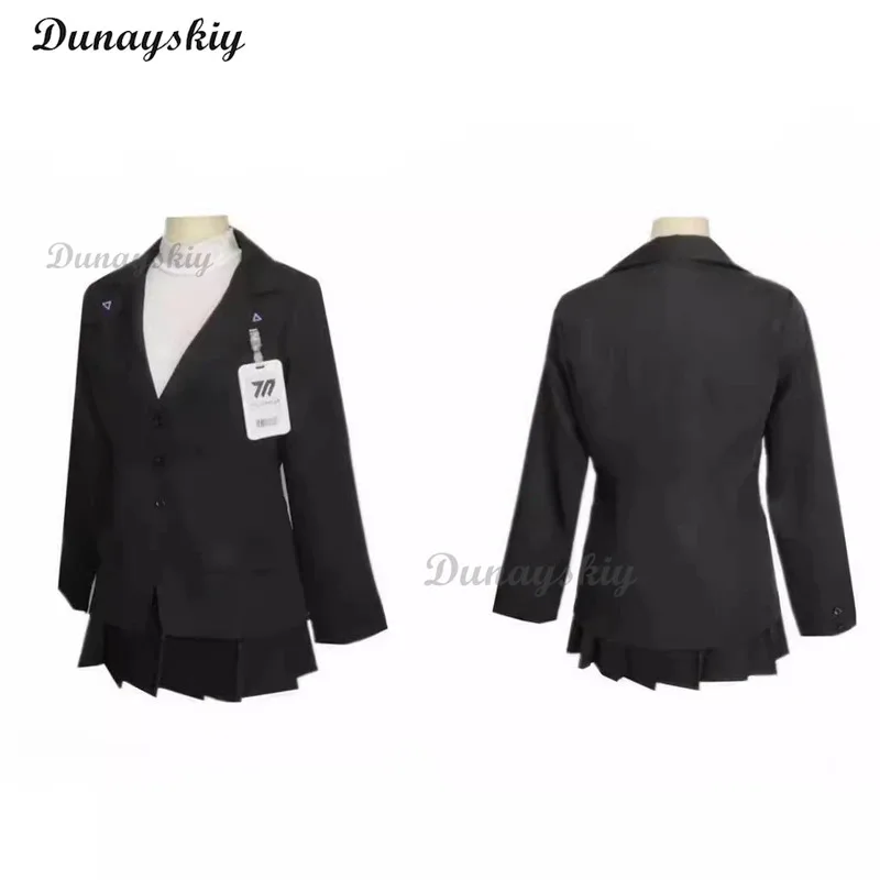 Цукацуки Рио Косплей Игры Синий Архив Костюм Школьный Президент JK Униформа Длинный Парик Комплект Хэллоуин Вечеринка Наряд для Женщин