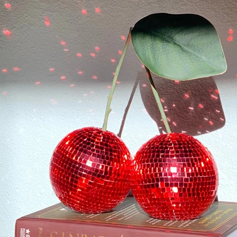 

Mirror Glass Tile Cherry Handmade Shinny Ornaments Cherry Disco Balls Bedroom Furniture Decorations Handmade Cherry Crafts