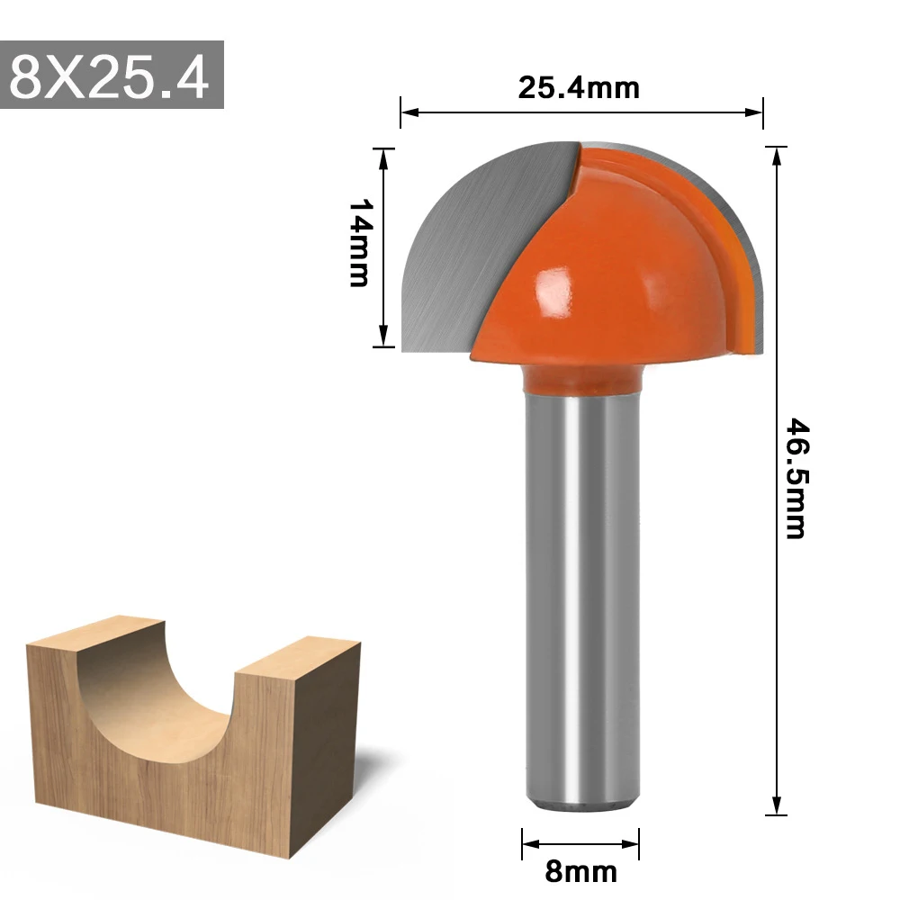 6/8mm sap top burun ucu değirmen ahşap yönlendirici Bit Set yuvarlak Cove CNC freze kesicisi yarıçaplı çekirdek kutusu katı karbür ahşap işleme