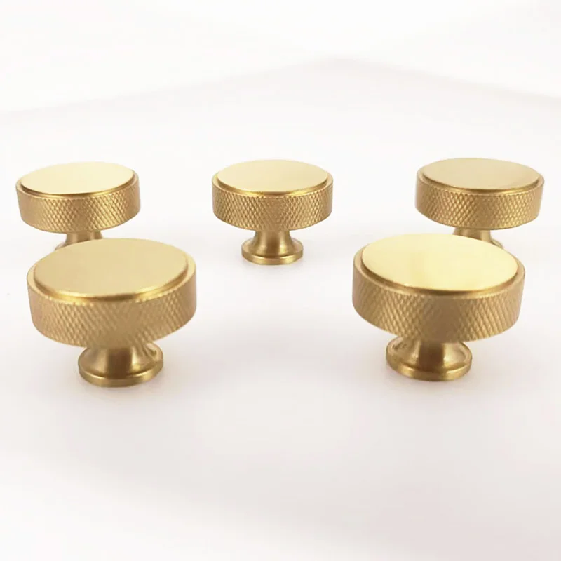 5pcs Knurled Brass Knobs Textured Cabinet Handles Drawer Pull Kitchen Cupboard Hardware Furniture Door Knob Handles