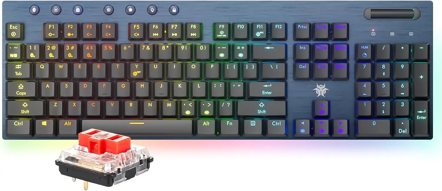 

Low Profile Wireless RGB Mechanical Keyboard with Media Controls & Linear Red Switch (Gray)