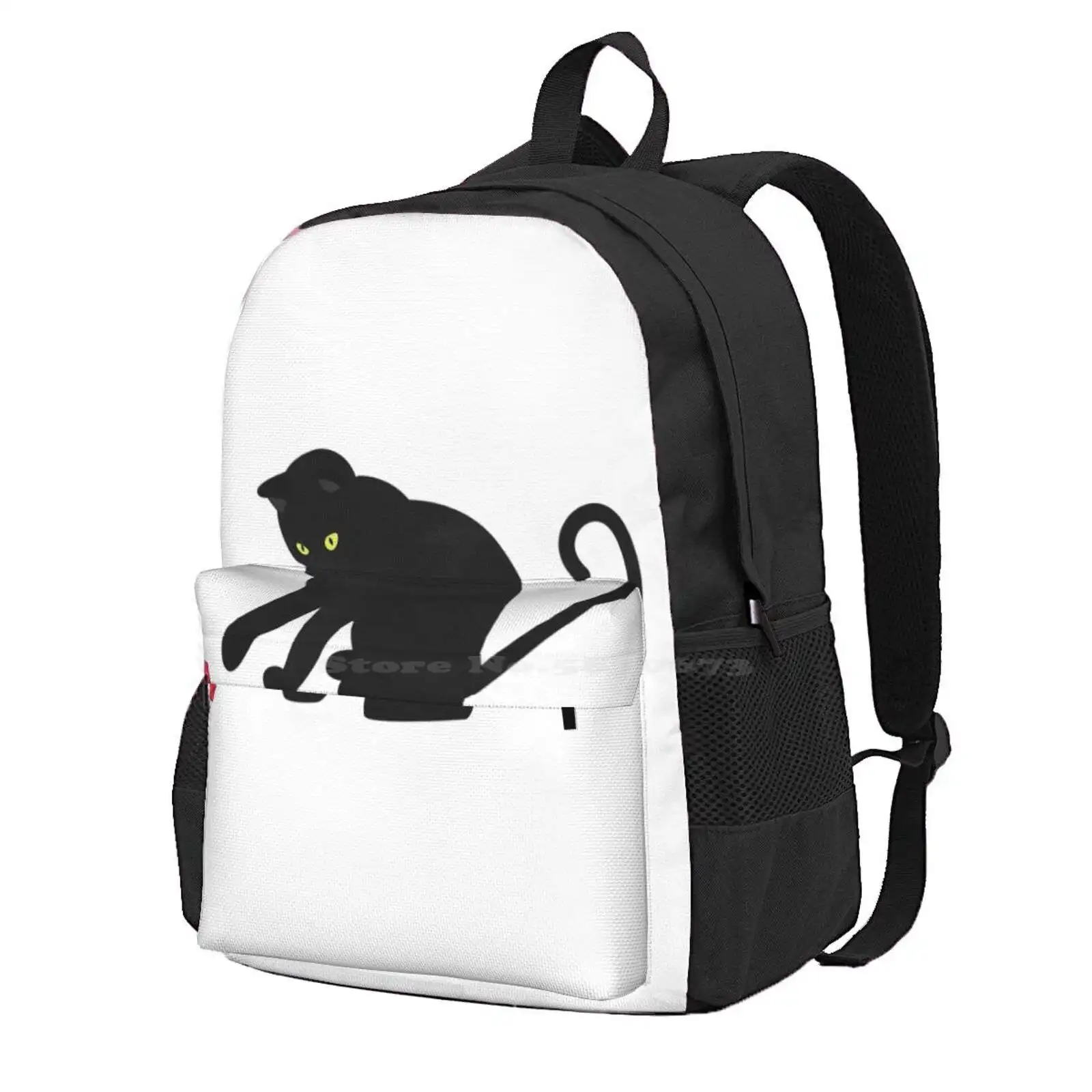 Critical Cuteness Hot Sale Schoolbag Backpack Fashion Bags Cat Kitty Dnd Dragons Quest D20 Dice Die Playful Funny Fantasy Black