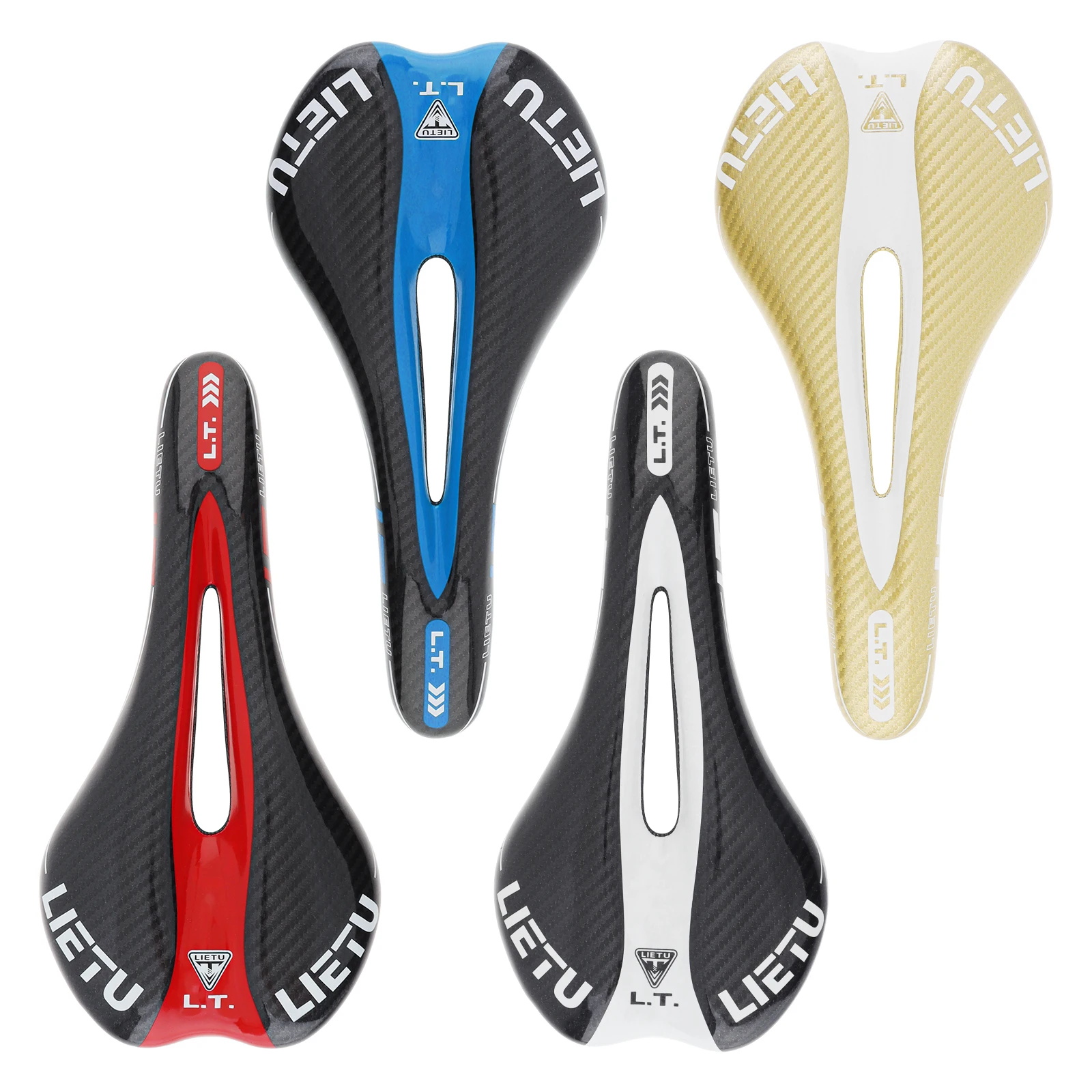 LIETU 4 Colors 3K Weave Soft Bike Saddle with Hollow Design for MTB / Road Bicycle