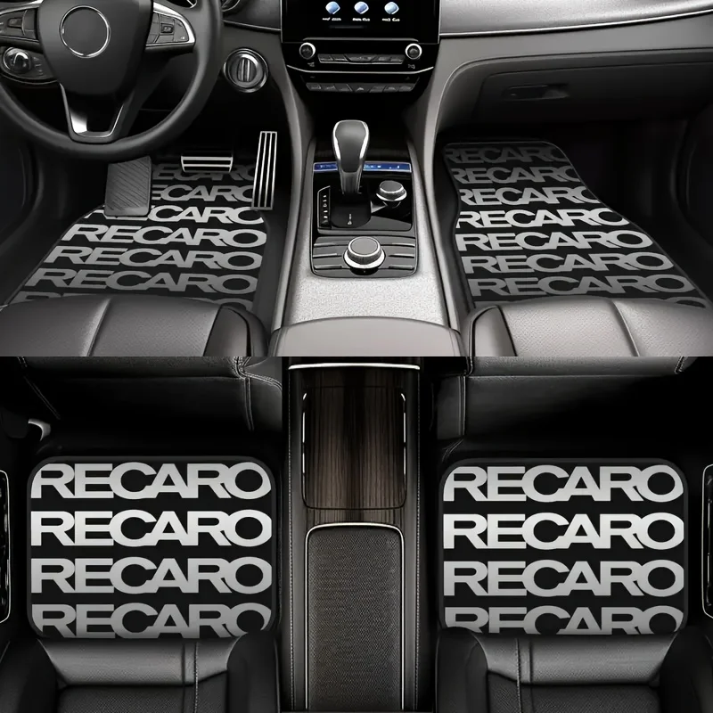 

Set Of 4 - Silver English Font Pattern Print - High-End Comfortable Crystal Velvet Car Mats - Double-Layer Composite Technology,