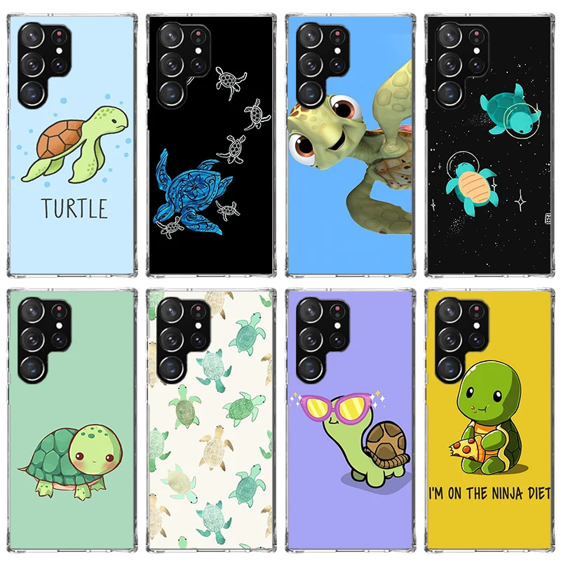 Cartoon Sea Turtle Tortoise Phone Case For Samsung Galaxy S23 S24 Ultra S22 + S21 Plus S20 FE Cover S10E S10 S9 S8 Silicone Prin