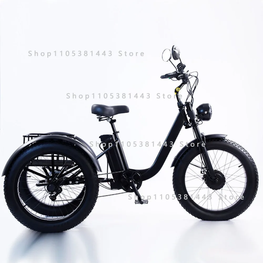 24Inch Fat Tire 750W15AH Mobile Battery Mountain Ebike 3Wheel Electric Cargo Bike New Electric Tricyle Adult Electric Bicycle