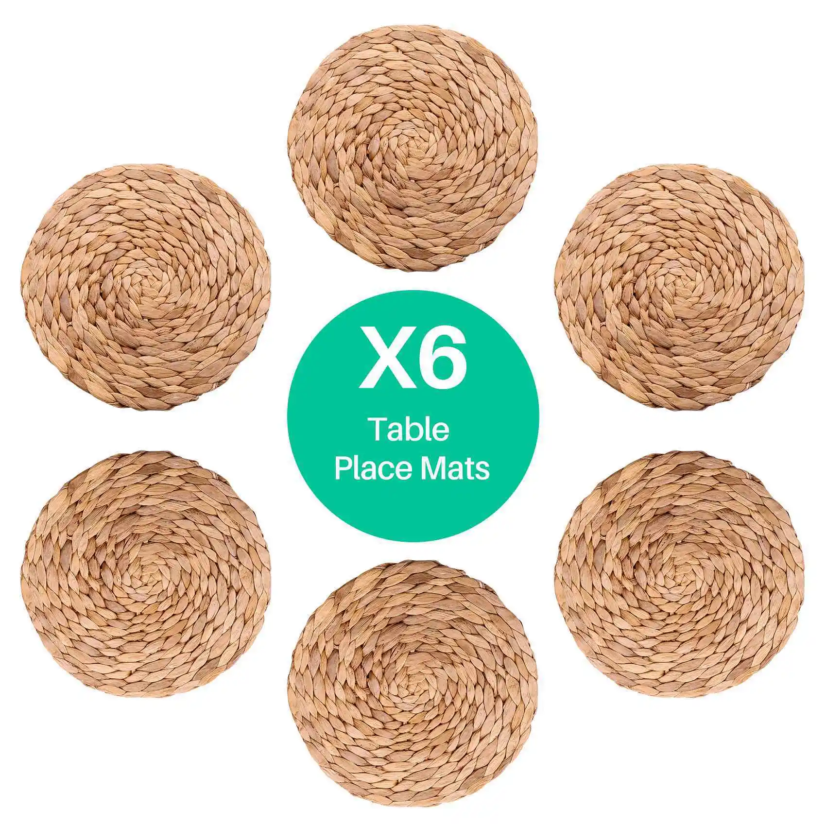 

RALCA-12 Pack Круглый водный гиацинт для столовых приборов, качественные тканые плетеные коврики для стола, 25 см