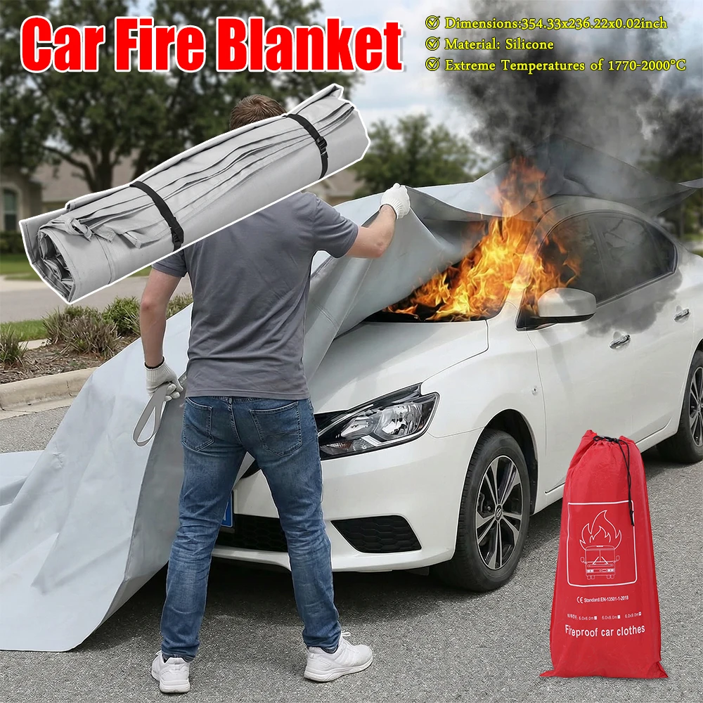 

Fire Blanket Emergency Fire Suppression Blankets Fireproof Blanket Fire Retardant Blankets for Car,Fireplace,Camping,Picnic,BBQ