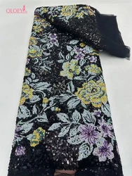 High Quality Fashion French Embroidery Full Sequins Lace Fabric African Nigerian Lace Fabric For Wedding Dress
