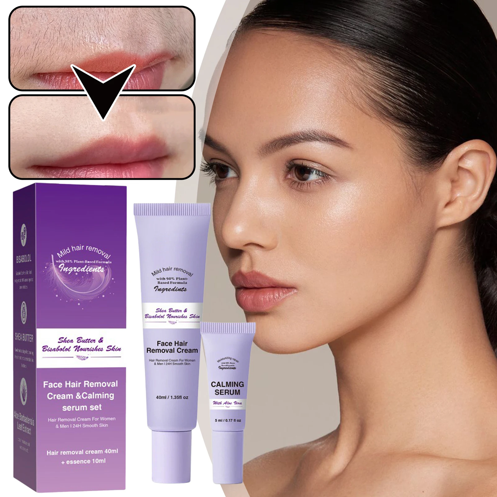 

Painless Facial Hair Removals Safe Smoothing Depilatory Cream Kit Gentle Body Hair Removal Cream for Chest Leg Arm