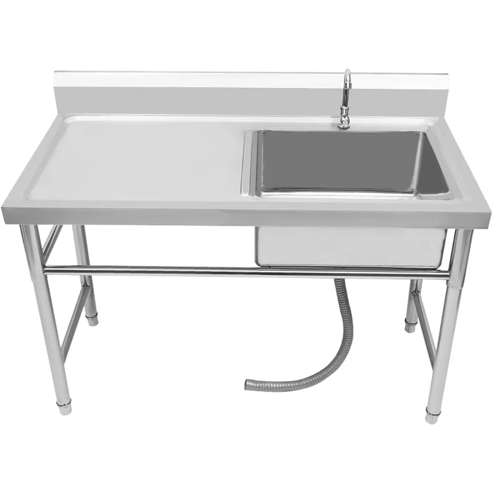 

Универсальная мойка из нержавеющей стали с краном и сливной доской, коммерческая кухонная мойка с 1 отделением и большой сливной доской для Restau