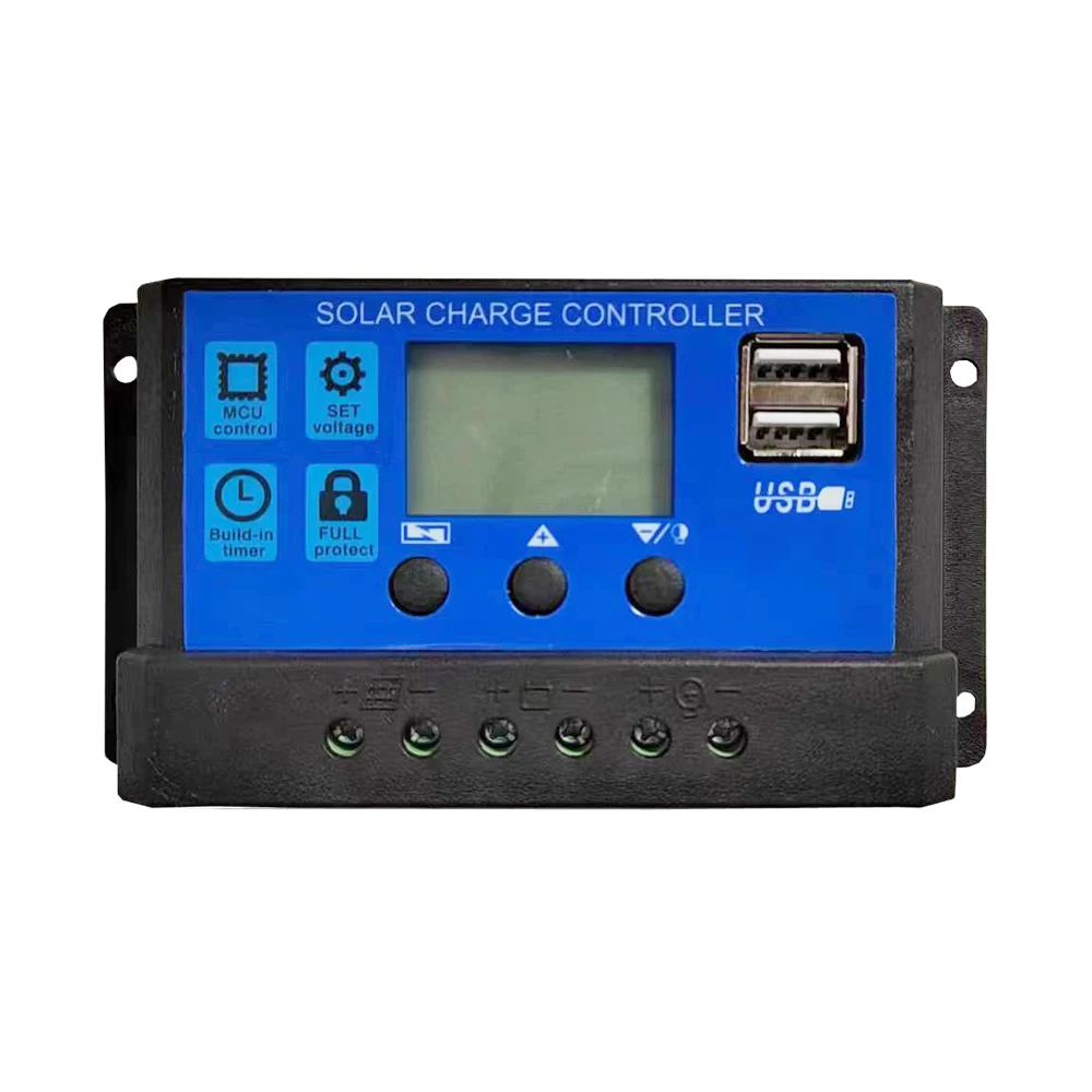 Solar Panel Controller 10A20A30A 12V24V Auto Battery Charge Regulator PWM Controller LCD Dual USB for PV Home